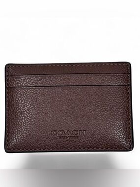Coach Men's Chocolate Brown Pebbled Leather Card Sleeve